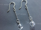 Handmade 925 Sterling Silver Chain Dangle Earrings • 4cm • 6mm Faceted Glass Crystal Drops • 1127 Designs