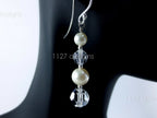 Sterling Silver Drop Earrings • Swarovski Pearl & Crystal • 4.75cm French Hook Dangle • 1127 Designs