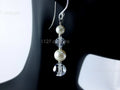 Sterling Silver Drop Earrings • Swarovski Pearl & Crystal • 4.75cm French Hook Dangle • 1127 Designs