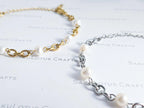 Natural Freshwater Pearl Bracelet • 6" Chunky Stainless Steel Chain • 18K Gold or Silver Finish • Adjustable Extender