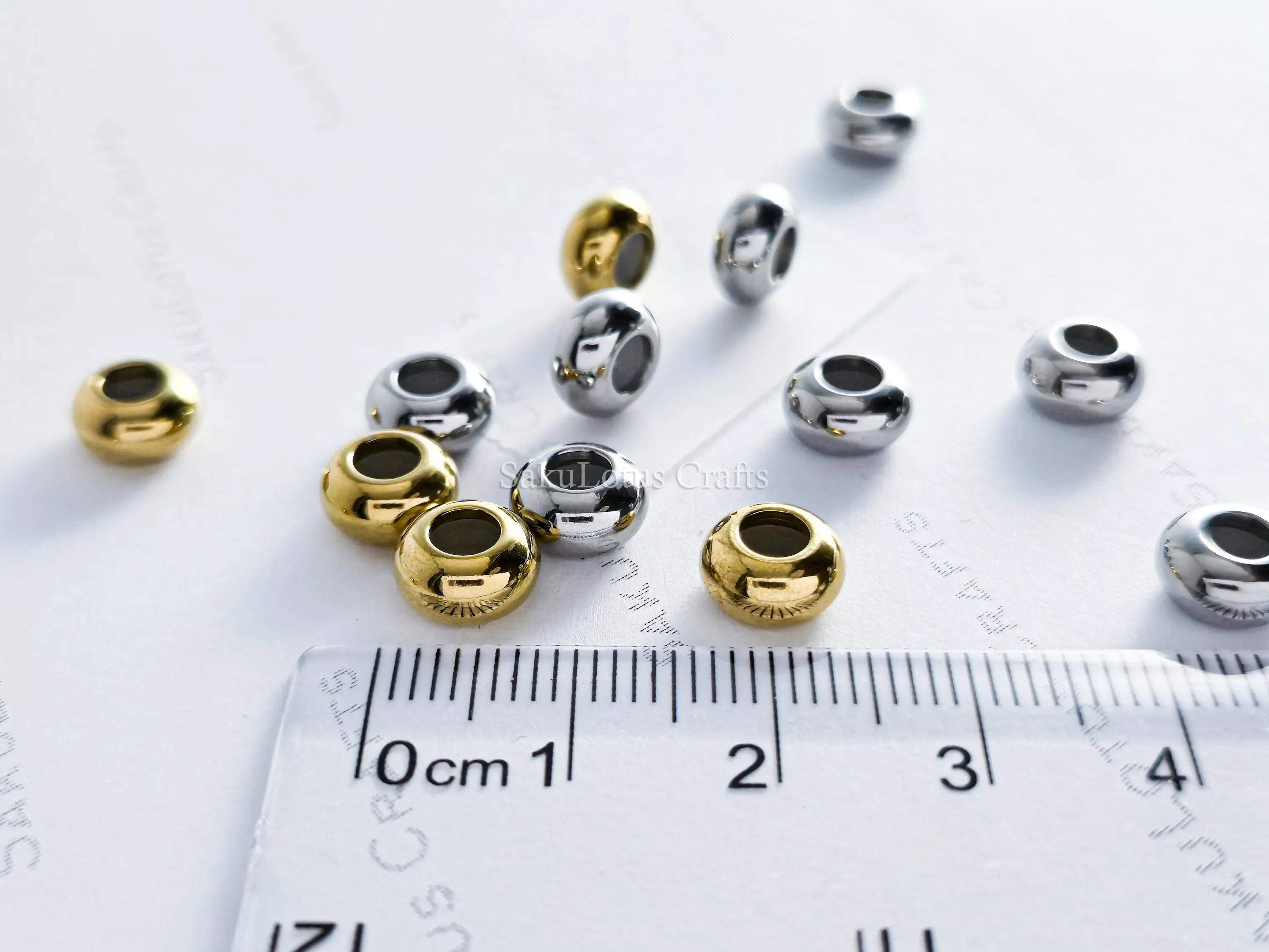 8mm Stainless Steel Rondelle Stopper Beads • Silver or 18K Gold • Silicone-Lined Spacers • Jewelry Making Supplies