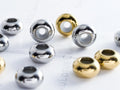 8mm Stainless Steel Rondelle Stopper Beads • Silver or 18K Gold • Silicone-Lined Spacers • Jewelry Making Supplies