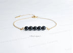 Dainty 5 Stone Natural Gemstone Bracelet • 6mm Beads • Stainless Steel Chain • Silver or 18K Gold • 7.5" + Extender