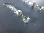 Swarovski Cream Pearl & Crystal Drop Earrings • 925 Sterling Silver • 5.5cm AB Teardrop Dangle • 1127 Designs