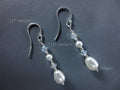 Swarovski Pearl & AB Crystal Drop Earrings • 925 Sterling Silver • 5.5cm Handmade Bridal Style • 1127 Designs