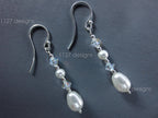 Swarovski Pearl & AB Crystal Drop Earrings • 925 Sterling Silver • 5.5cm Handmade Bridal Style • 1127 Designs