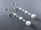 Swarovski White Pearl & Crystal Drop Earrings • 925 Sterling Silver • 6cm Dangle • 1127 Designs