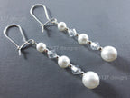 Swarovski White Pearl & Crystal Drop Earrings • 925 Sterling Silver • 6cm Dangle • 1127 Designs