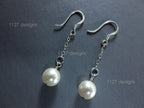 Swarovski Pearl Drop Earrings • 925 Sterling Silver Chain • 8mm Ivory White Pearl • Wire-Wrapped • 1127 Designs