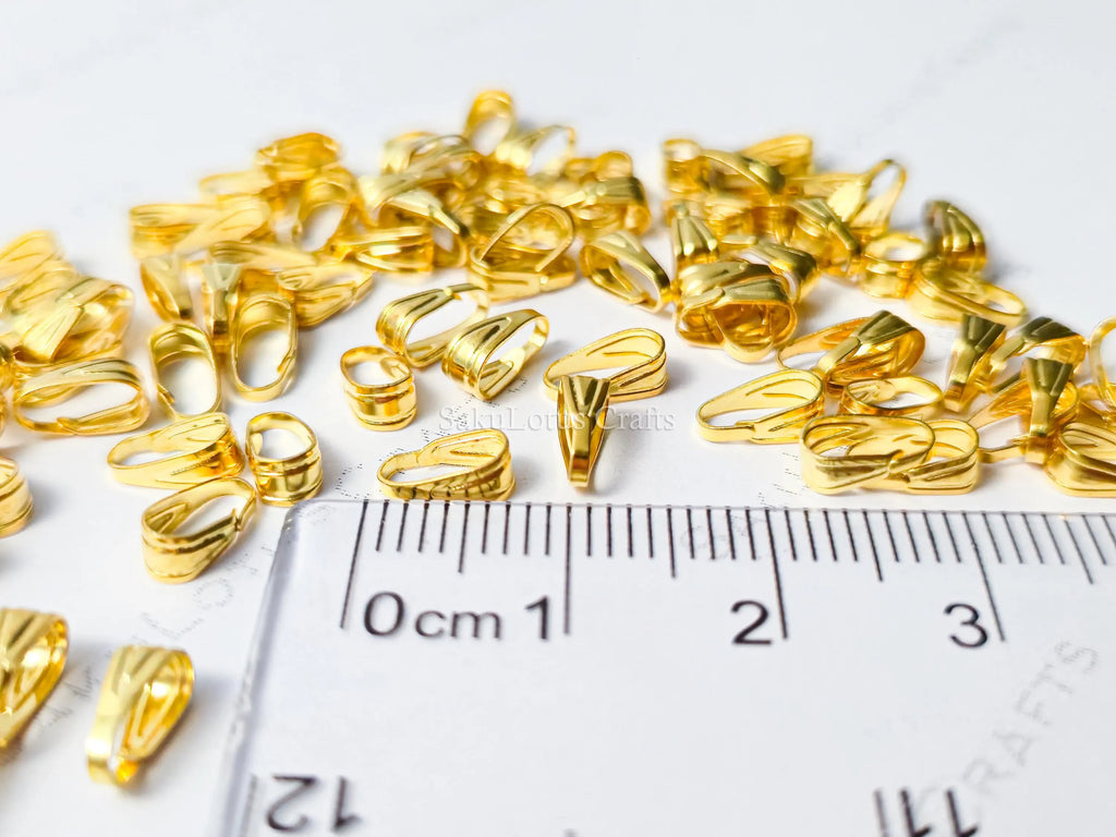 Tiny 18k Gold Plated Snap On Bails • Mini Pendant Connectors • Lightweight Clasp Findings • Jewelry Making Supplies DIY