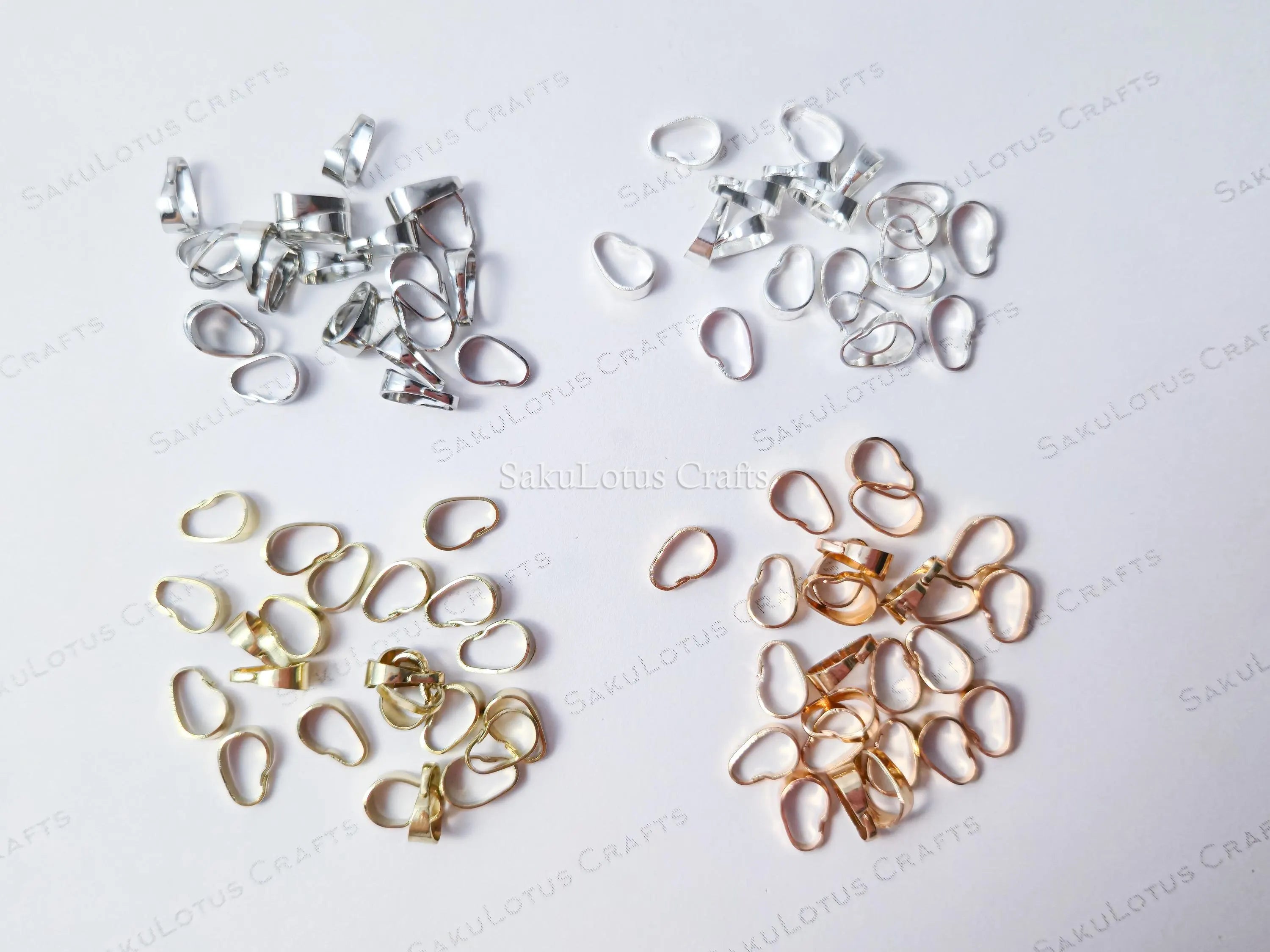Snap On Pendant Bails Connector • Bright Silver Rhodium Gold Rose Gold • Jewelry Making Supplies Findings