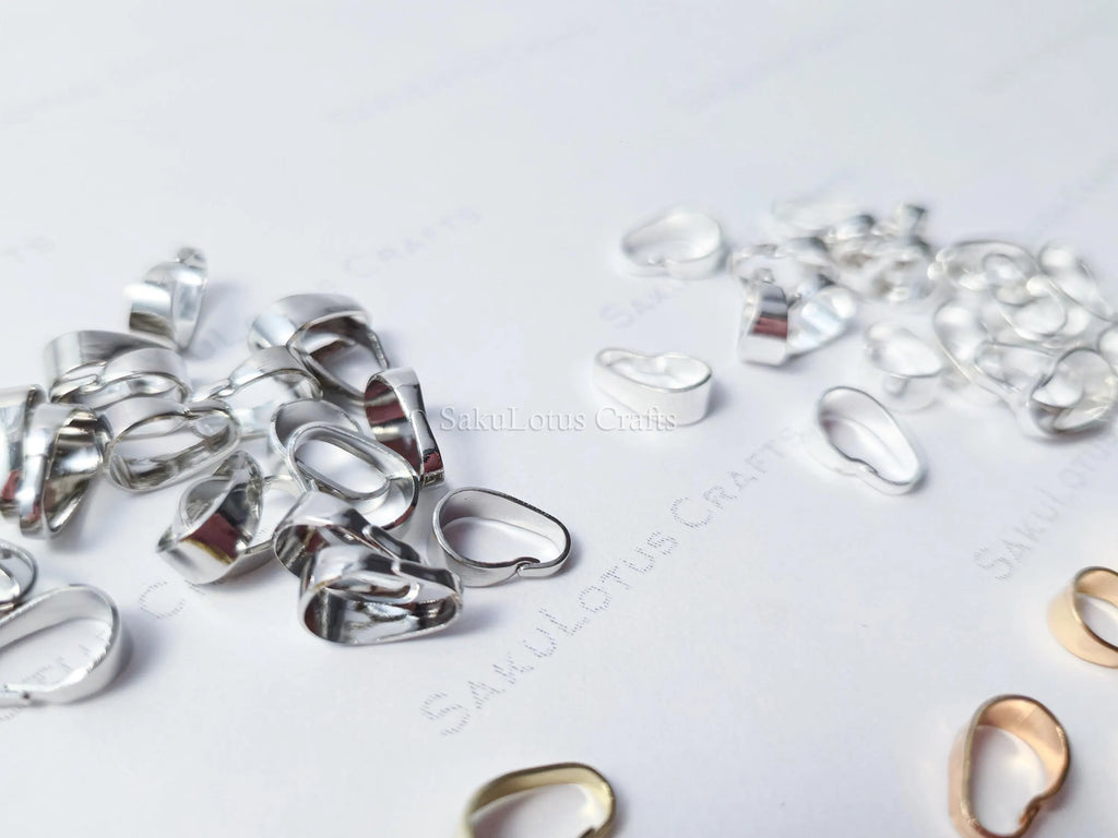 Snap On Pendant Bails Connector • Bright Silver Rhodium Gold Rose Gold • Jewelry Making Supplies Findings
