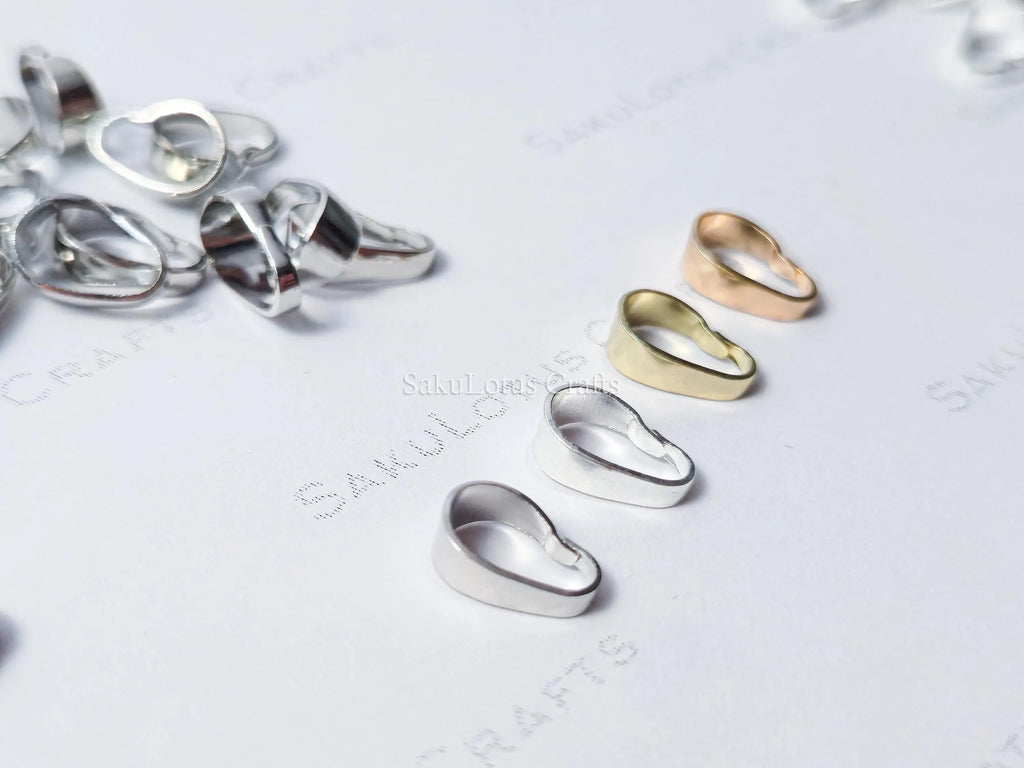Snap On Pendant Bails Connector • Bright Silver Rhodium Gold Rose Gold • Jewelry Making Supplies Findings