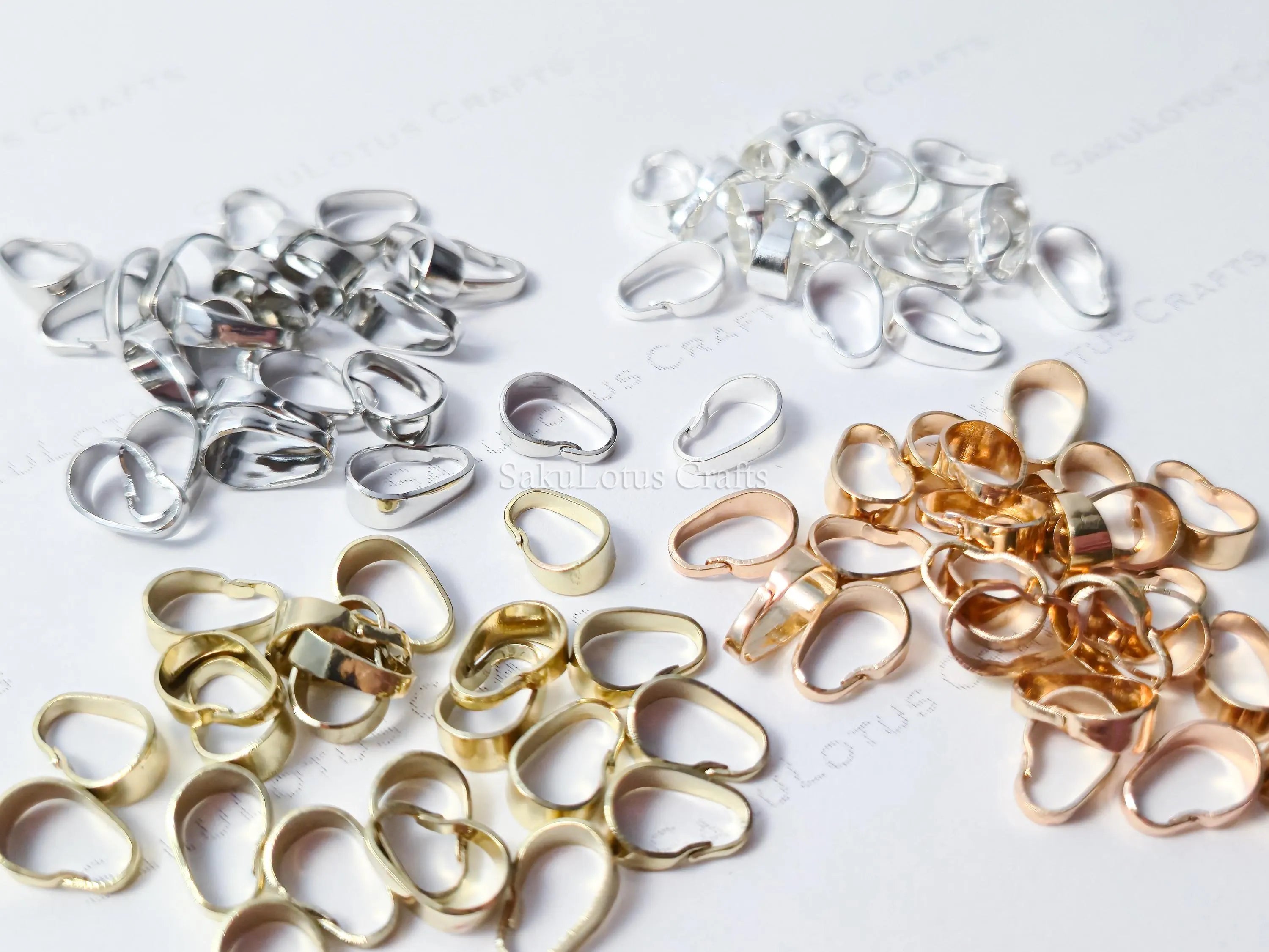 Snap On Pendant Bails Connector • Bright Silver Rhodium Gold Rose Gold • Jewelry Making Supplies Findings