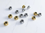 8mm Stainless Steel Rondelle Stopper Beads • Silver or 18K Gold • Silicone-Lined Spacers • Jewelry Making Supplies