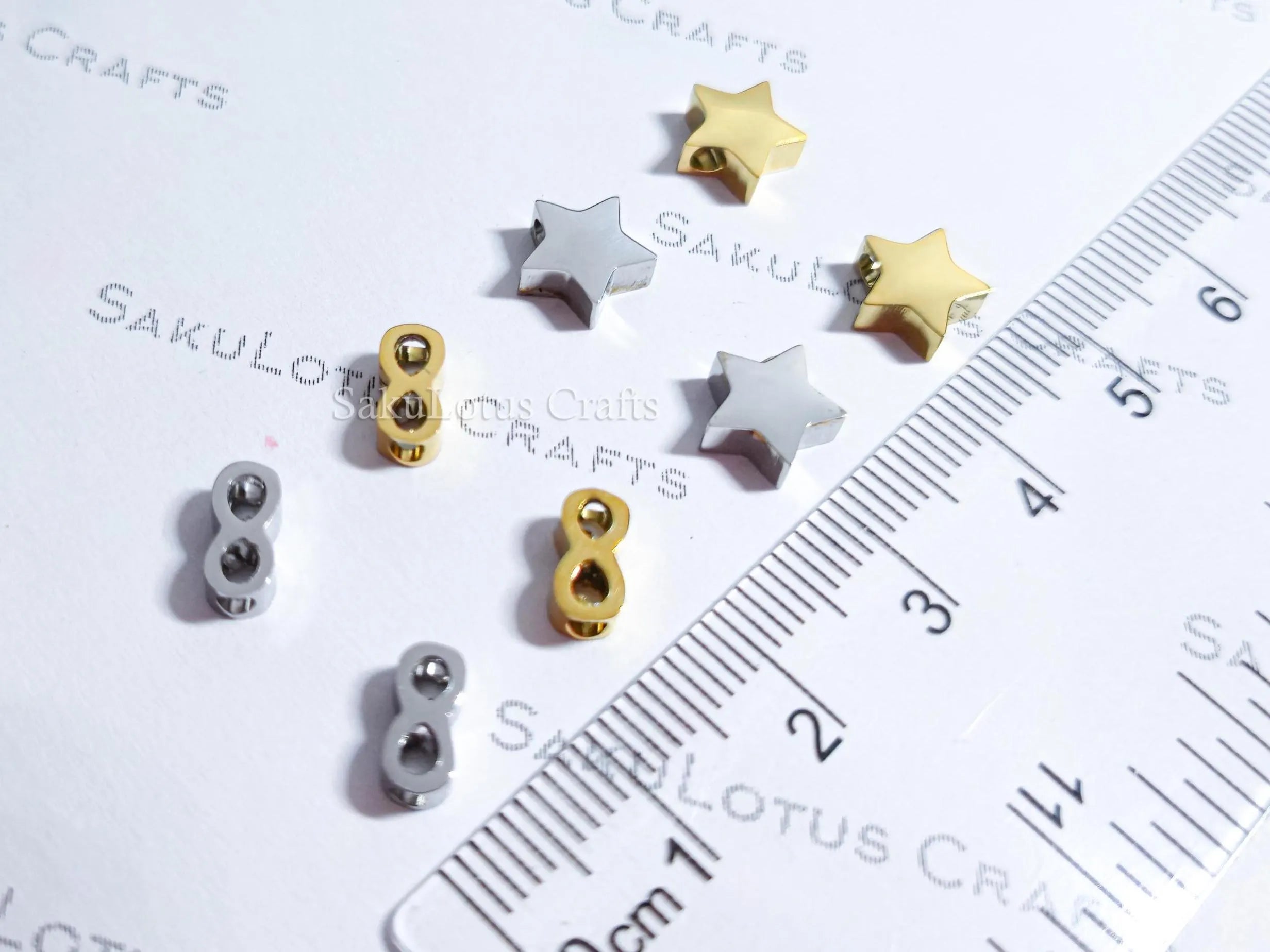 Dainty Stainless Steel Spacer Beads Heart Star Infinity • 6mm 7mm 8mm • Gold Rose Black Silver • Jewelry Making Supplies DIY