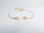 Dainty 5 Stone Natural Gemstone Bracelet • 6mm Beads • Stainless Steel Chain • Silver or 18K Gold • 7.5" + Extender