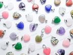 RESTOCK Natural Crystal Heart Pendant • 16mm Gemstone Charm • Silver Gold Rose Gold Stainless Steel • Jewelry Making Supplies