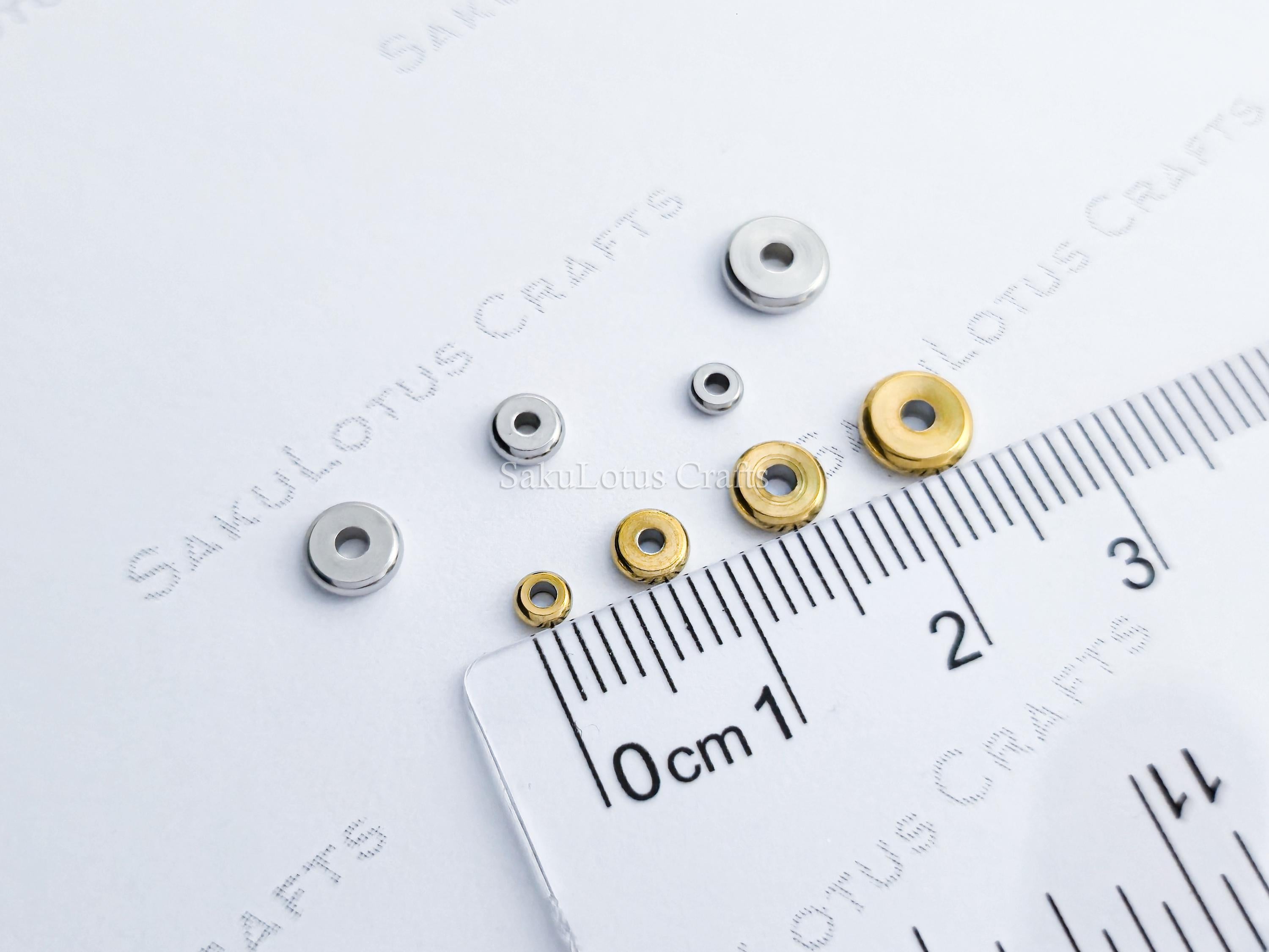 3mm 4mm 5mm 6mm Shiny Flat Disc Spacer Beads • Stainless Steel • 18K Gold Plated or Silver • Jewelry Making Supplies