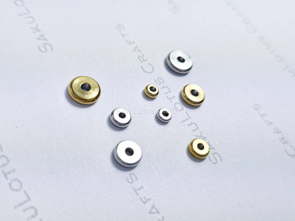 3mm 4mm 5mm 6mm Shiny Flat Disc Spacer Beads • Stainless Steel • 18K Gold Plated or Silver • Jewelry Making Supplies