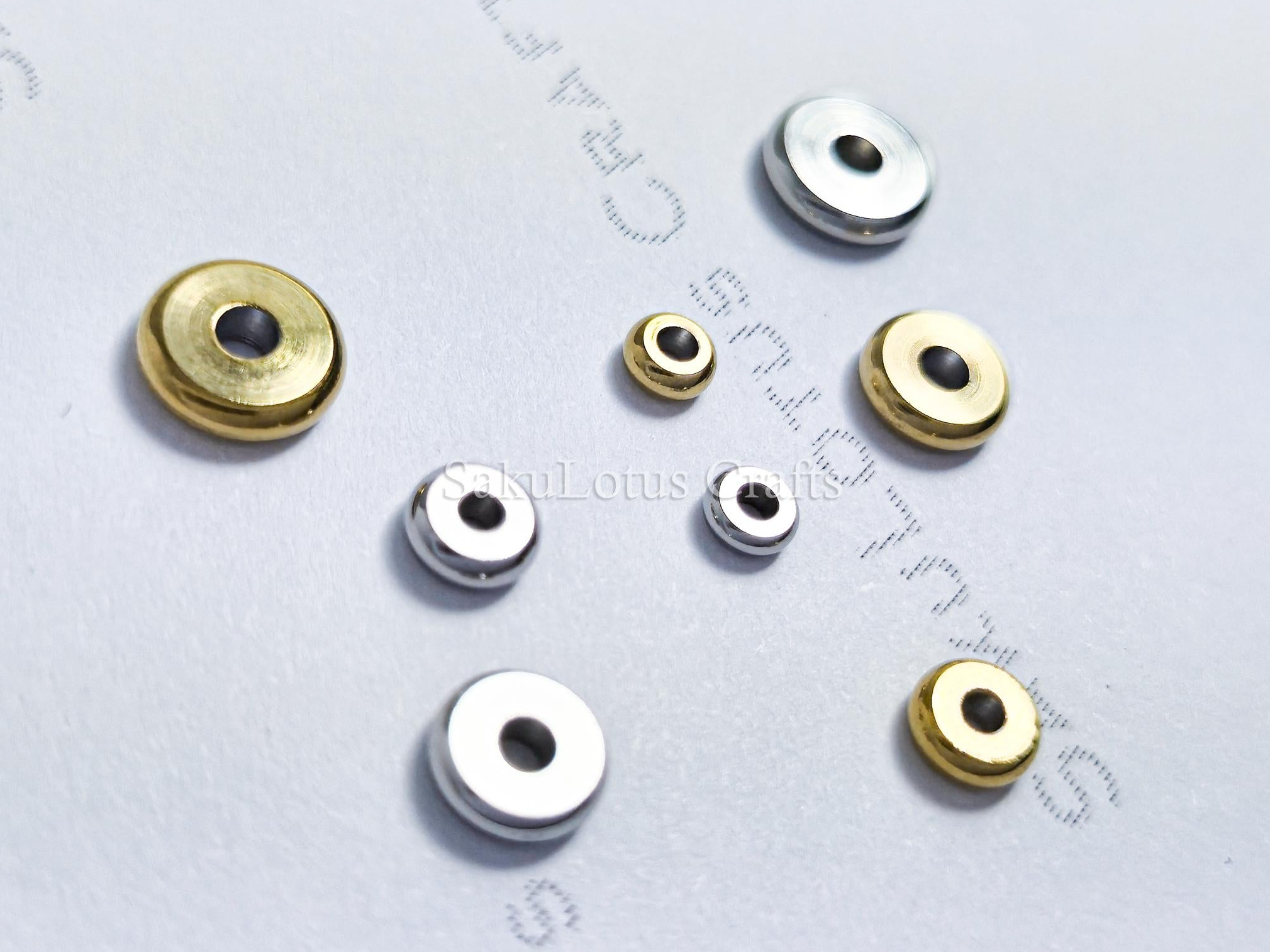 3mm 4mm 5mm 6mm Shiny Flat Disc Spacer Beads • Stainless Steel • 18K Gold Plated or Silver • Jewelry Making Supplies