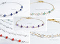 Dainty 3mm Natural Gemstone Bracelet • 18K Gold or Silver Stainless Steel • Wire Wrapped • 6.75" + 1" Extender