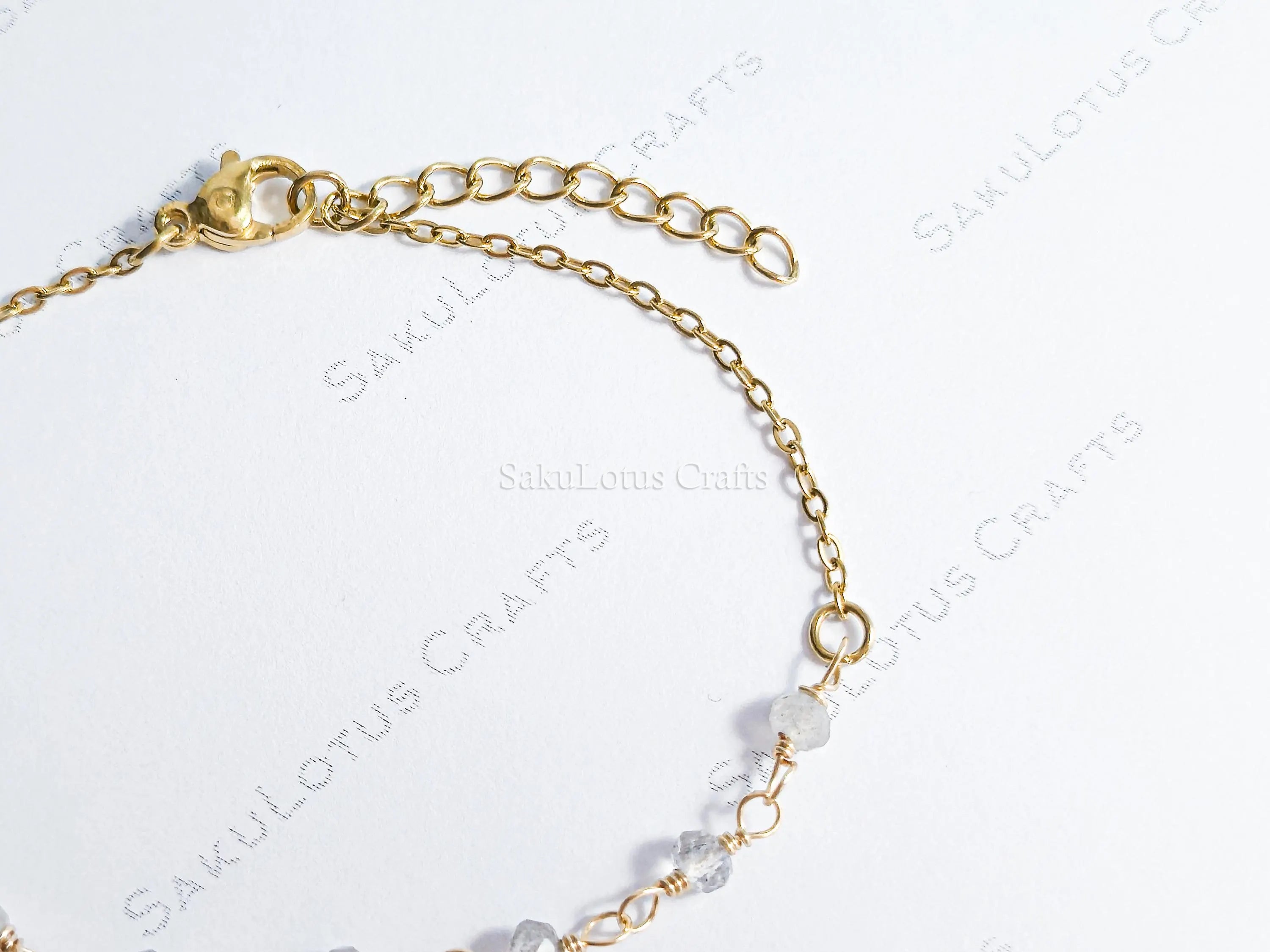 Dainty 3mm Natural Gemstone Bracelet • 18K Gold or Silver Stainless Steel • Wire Wrapped • 6.75" + 1" Extender