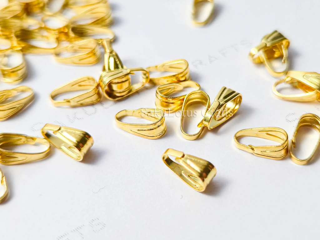 Tiny 18k Gold Plated Snap On Bails • Mini Pendant Connectors • Lightweight Clasp Findings • Jewelry Making Supplies DIY