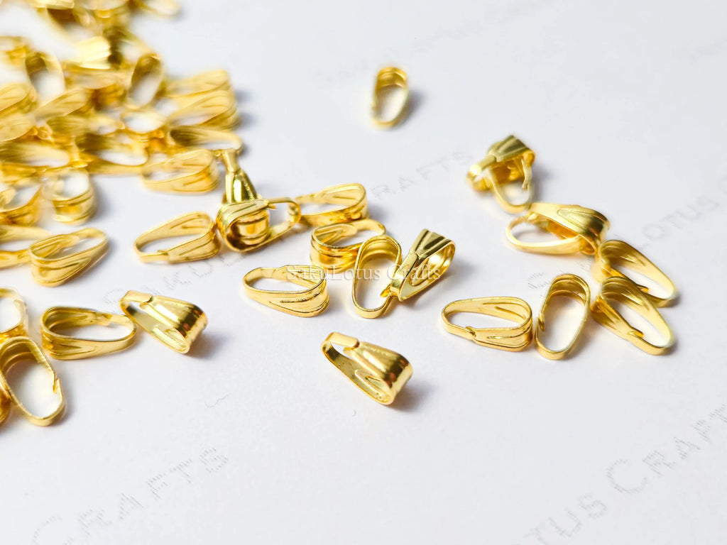 Tiny 18k Gold Plated Snap On Bails • Mini Pendant Connectors • Lightweight Clasp Findings • Jewelry Making Supplies DIY