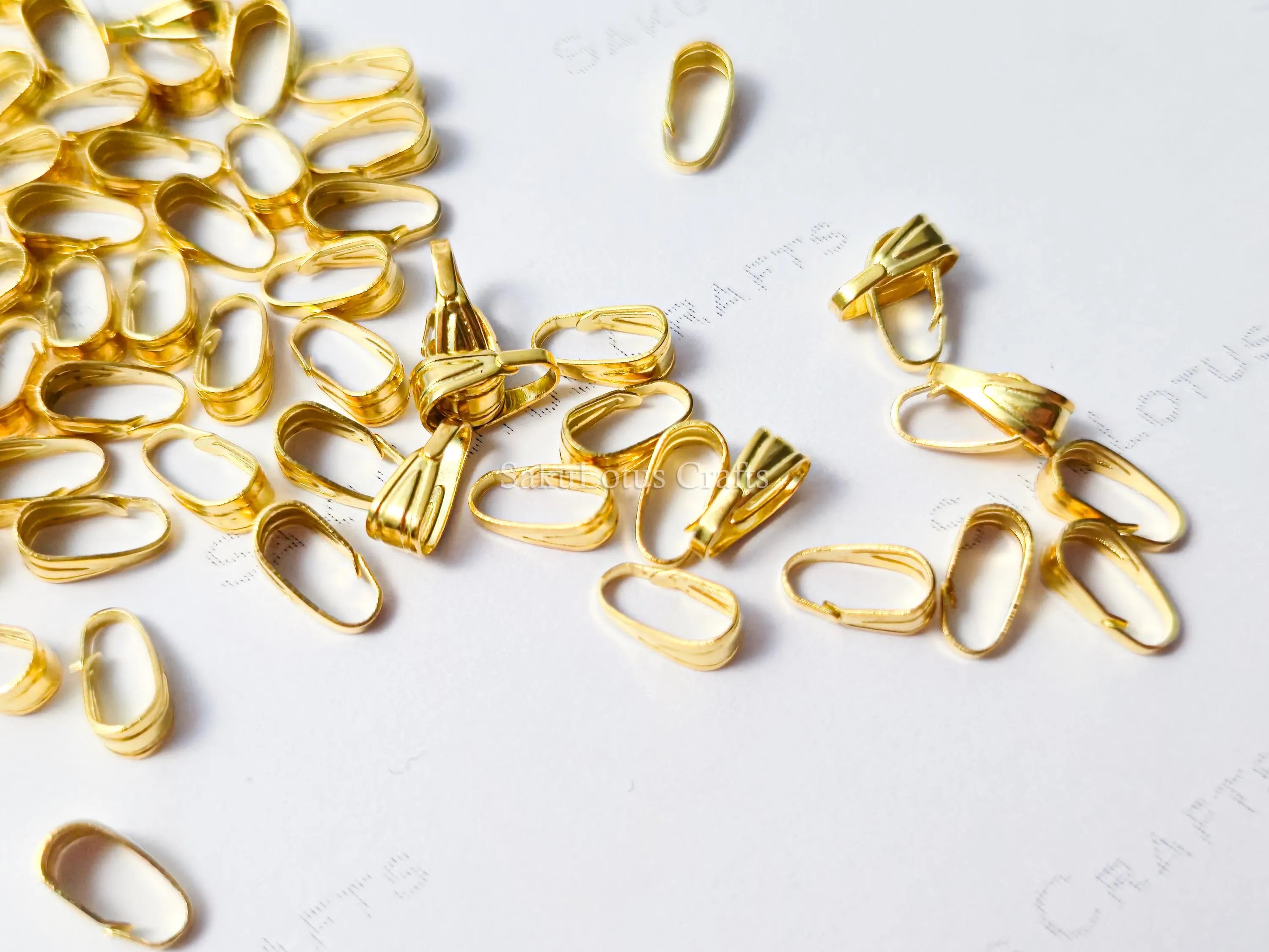Tiny 18k Gold Plated Snap On Bails • Mini Pendant Connectors • Lightweight Clasp Findings • Jewelry Making Supplies DIY