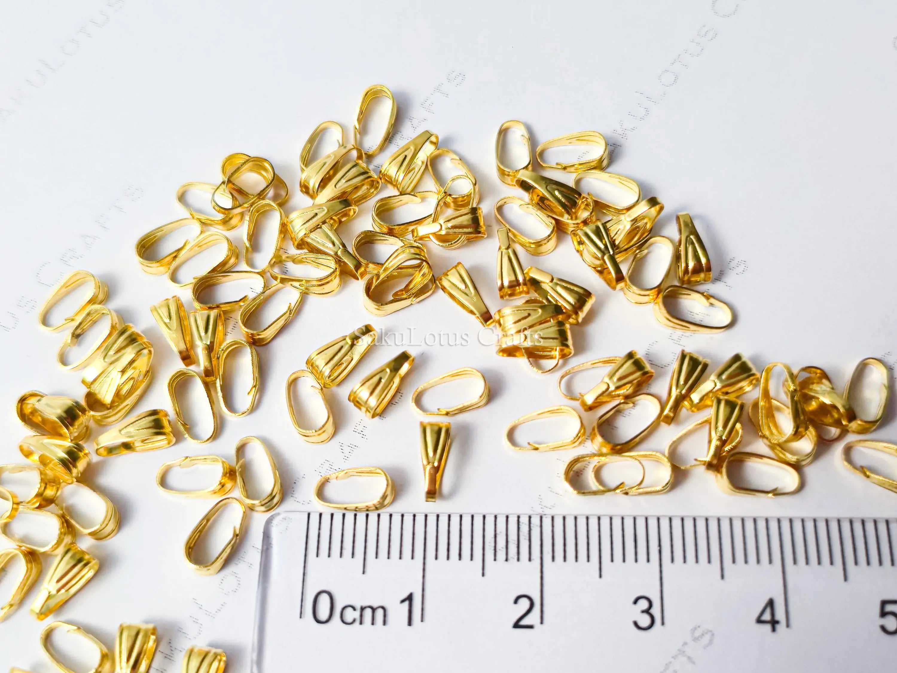 Tiny 18k Gold Plated Snap On Bails • Mini Pendant Connectors • Lightweight Clasp Findings • Jewelry Making Supplies DIY