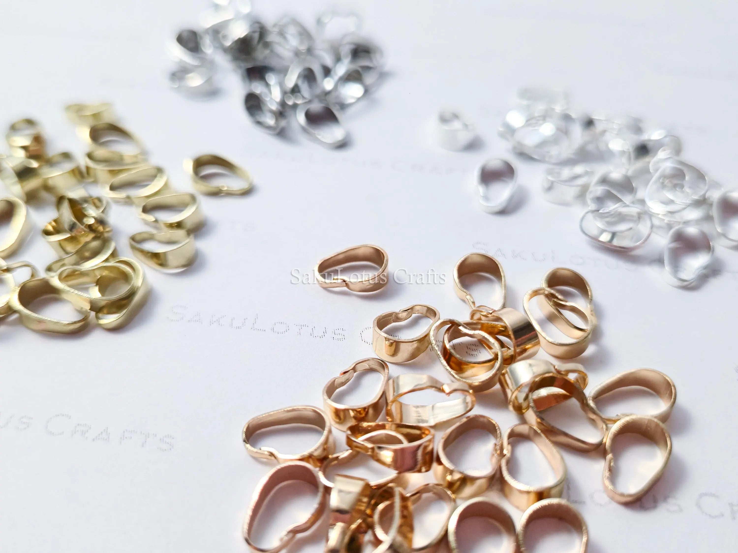 Snap On Pendant Bails Connector • Bright Silver Rhodium Gold Rose Gold • Jewelry Making Supplies Findings