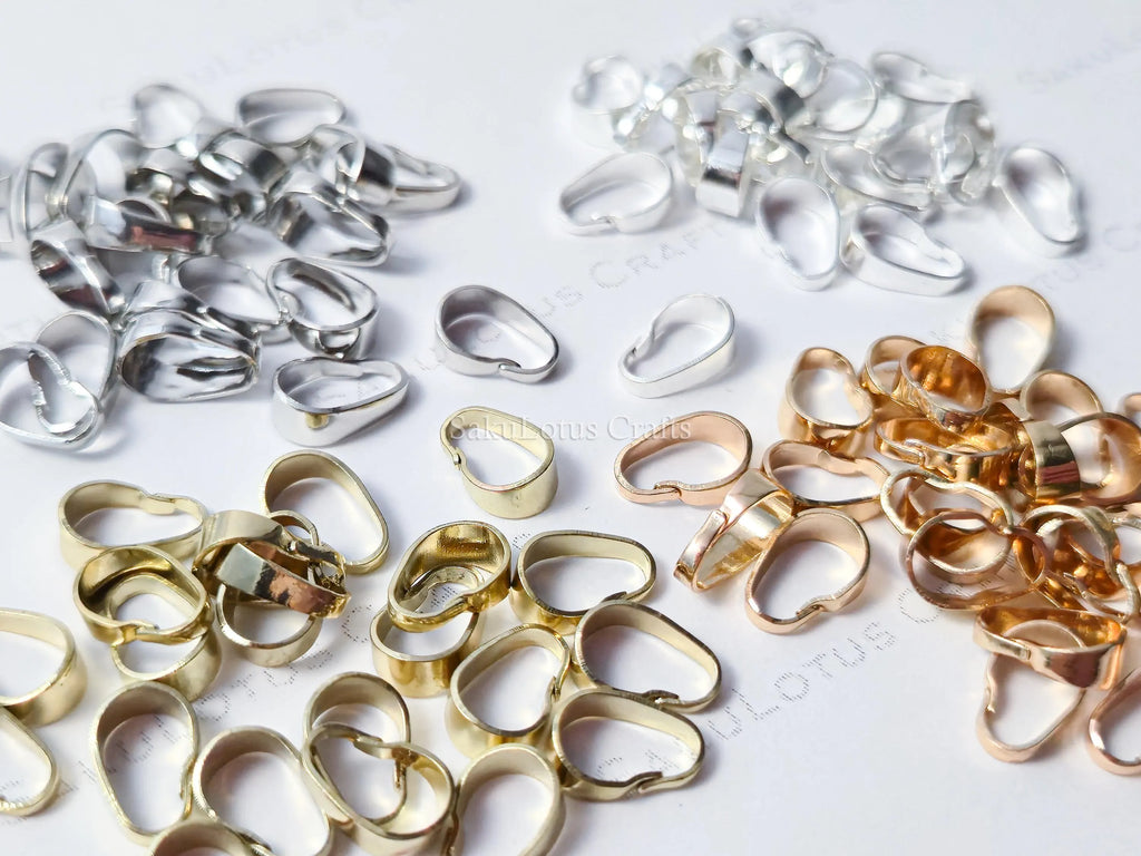 Snap On Pendant Bails Connector • Bright Silver Rhodium Gold Rose Gold • Jewelry Making Supplies Findings