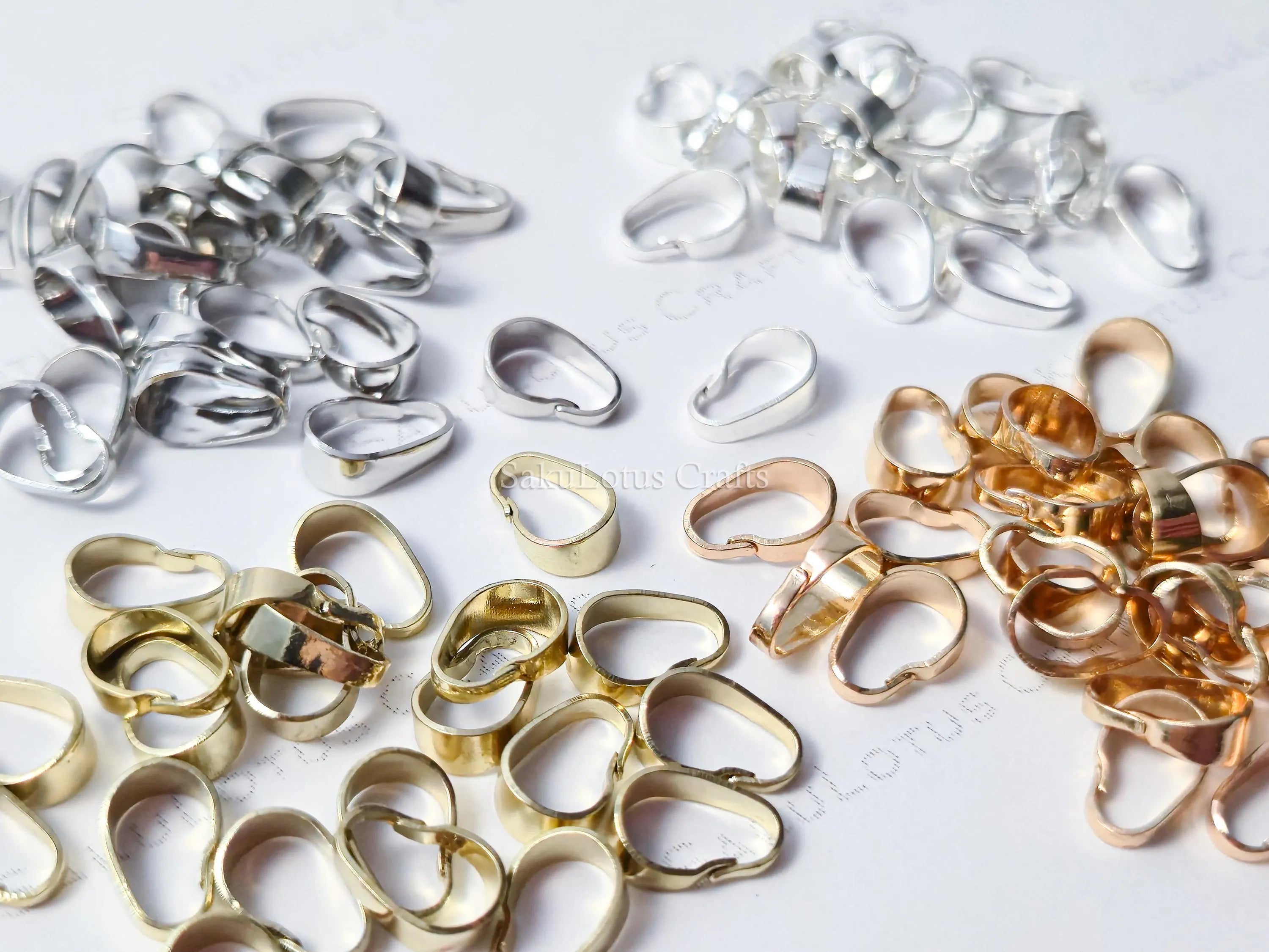 Snap On Pendant Bails Connector • Bright Silver Rhodium Gold Rose Gold • Jewelry Making Supplies Findings