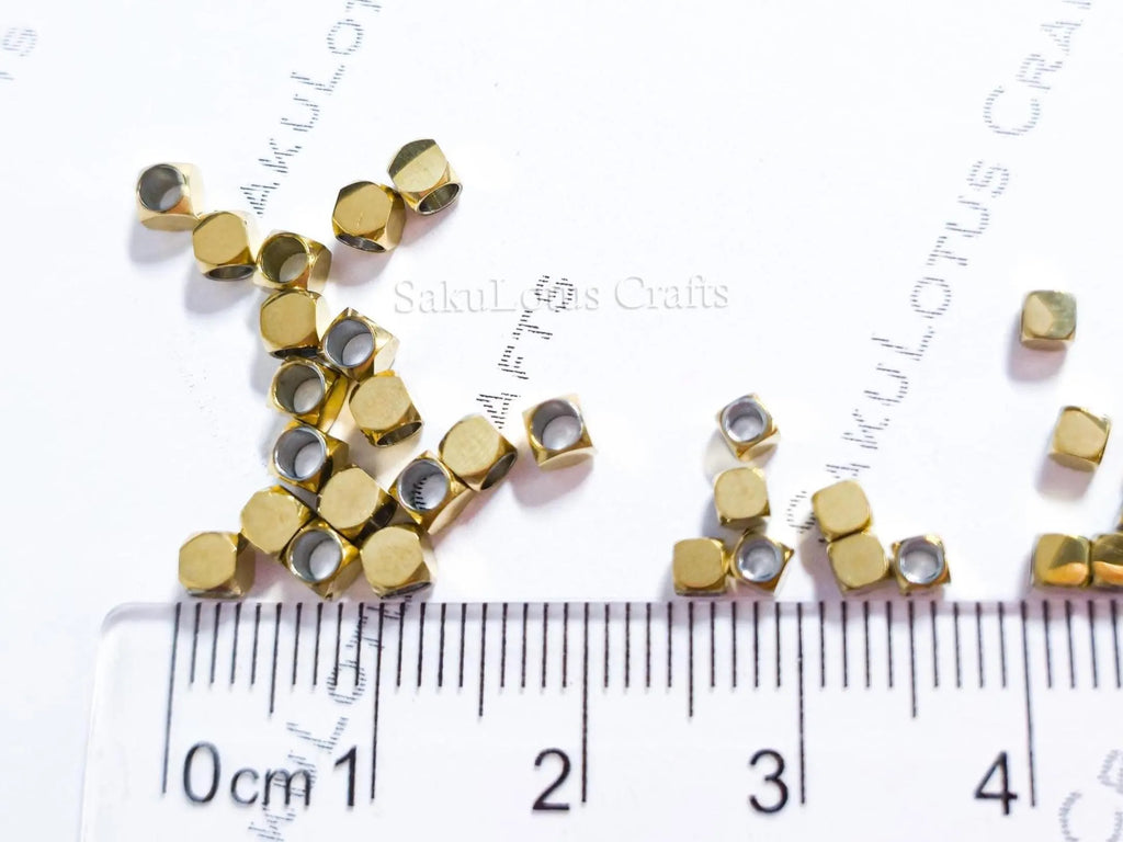 Faceted Tiny Cube Spacer Beads • 2.5mm 3mm Stainless Steel • 18K Gold or Silver • Jewelry Making Supplies