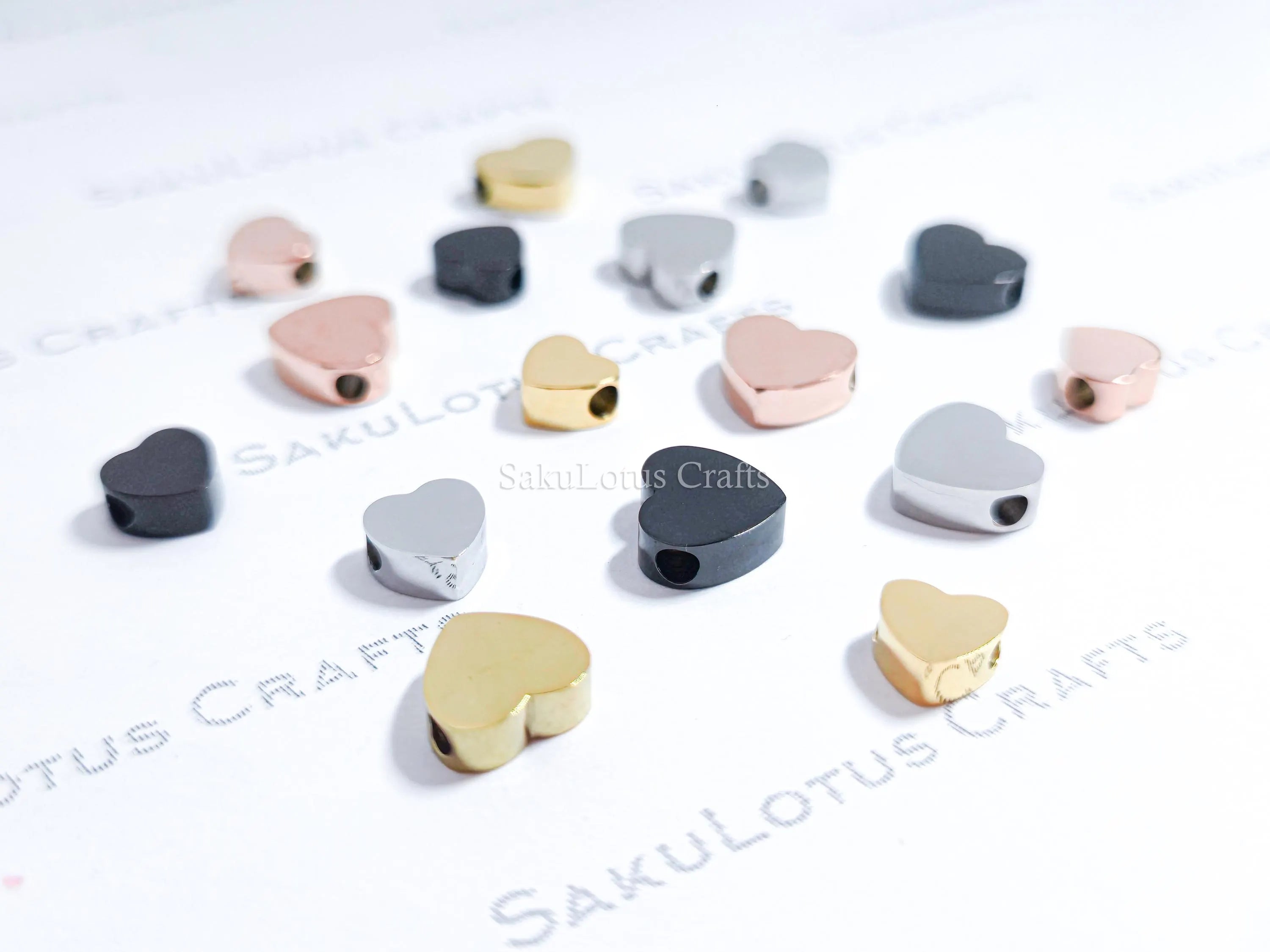 Dainty Stainless Steel Spacer Beads Heart Star Infinity • 6mm 7mm 8mm • Gold Rose Black Silver • Jewelry Making Supplies DIY