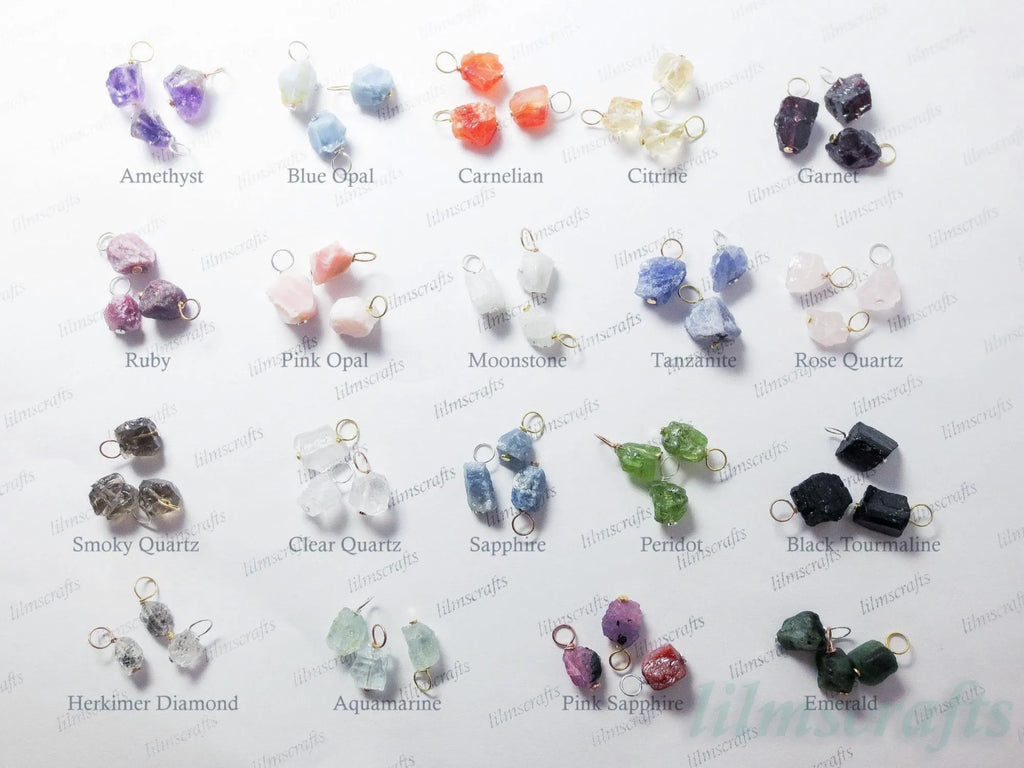 Natural Raw Nugget Crystal Pendant • 925 Sterling Silver • Gold Rose Vermeil • Small or Large Gemstone Charm