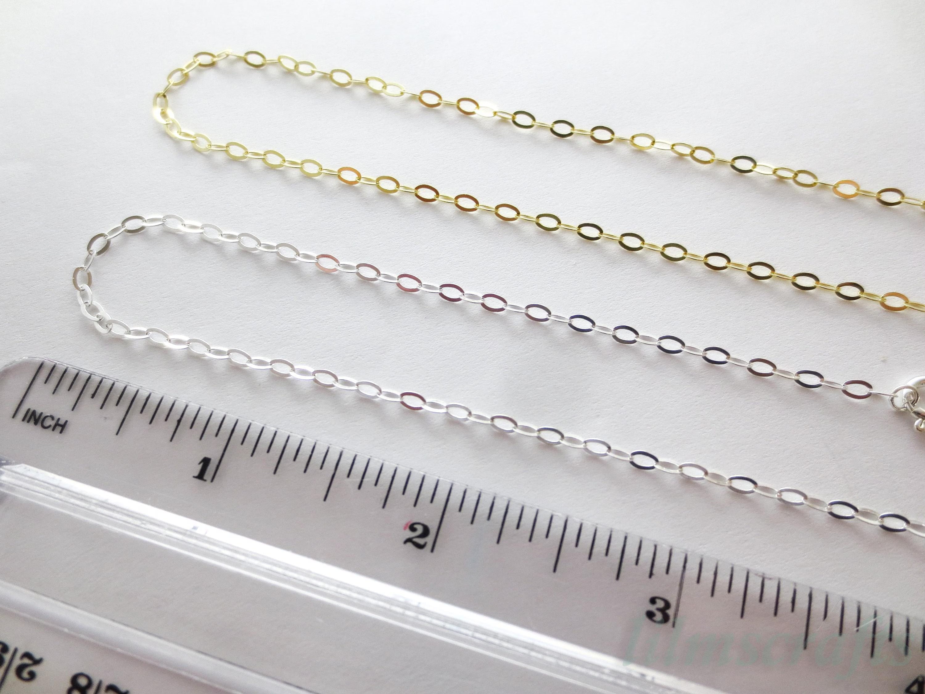Solid 925 Sterling Silver Flat Oval Cable Chain Necklace • 1.8x2.6mm • Spring Clasp • Ready to Wear Jewelry Making Supply