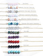 Dainty 5 Stone Natural Gemstone Bracelet • 6mm Beads • Stainless Steel Chain • Silver or 18K Gold • 7.5" + Extender