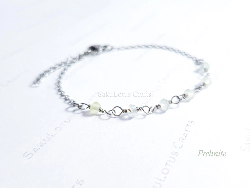 Dainty 3mm Natural Gemstone Bracelet • 18K Gold or Silver Stainless Steel • Wire Wrapped • 6.75" + 1" Extender