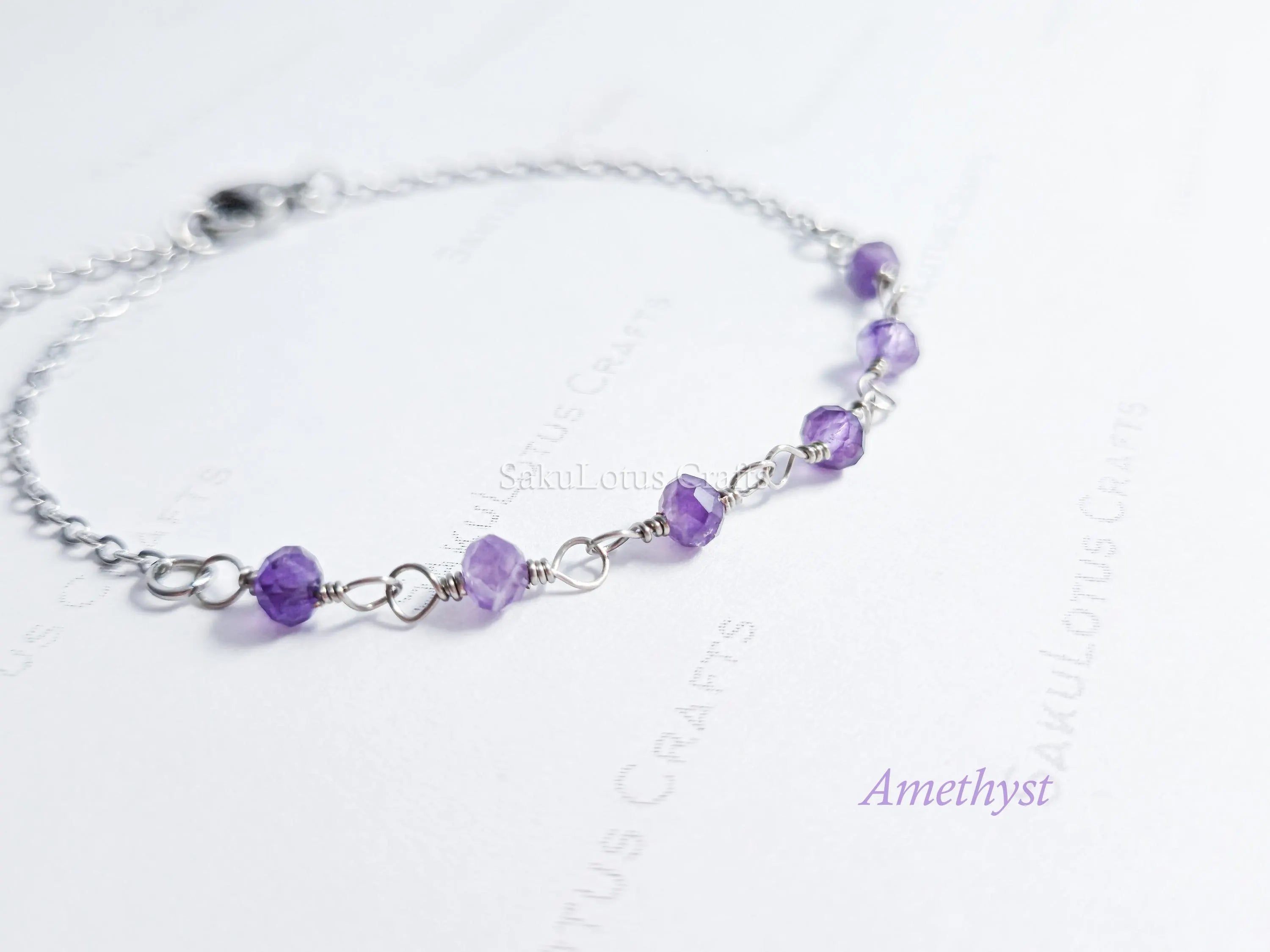 Dainty 3mm Natural Gemstone Bracelet • 18K Gold or Silver Stainless Steel • Wire Wrapped • 6.75" + 1" Extender
