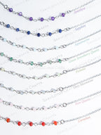Dainty 3mm Natural Gemstone Bracelet • 18K Gold or Silver Stainless Steel • Wire Wrapped • 6.75" + 1" Extender