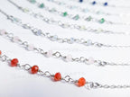 Dainty 3mm Natural Gemstone Bracelet • 18K Gold or Silver Stainless Steel • Wire Wrapped • 6.75" + 1" Extender