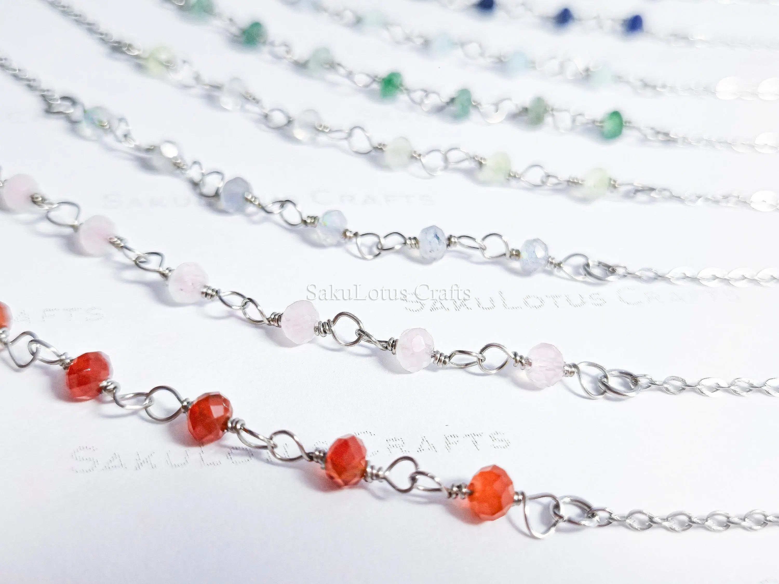 Dainty 3mm Natural Gemstone Bracelet • 18K Gold or Silver Stainless Steel • Wire Wrapped • 6.75" + 1" Extender