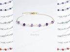 Dainty 3mm Natural Gemstone Bracelet • 18K Gold or Silver Stainless Steel • Wire Wrapped • 6.75" + 1" Extender