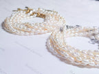 Natural Genuine Freshwater 3mm White Rice Pearl Necklace Bracelet Stainless Steel 18k Gold Rose Gold Lobster Clasp Extender