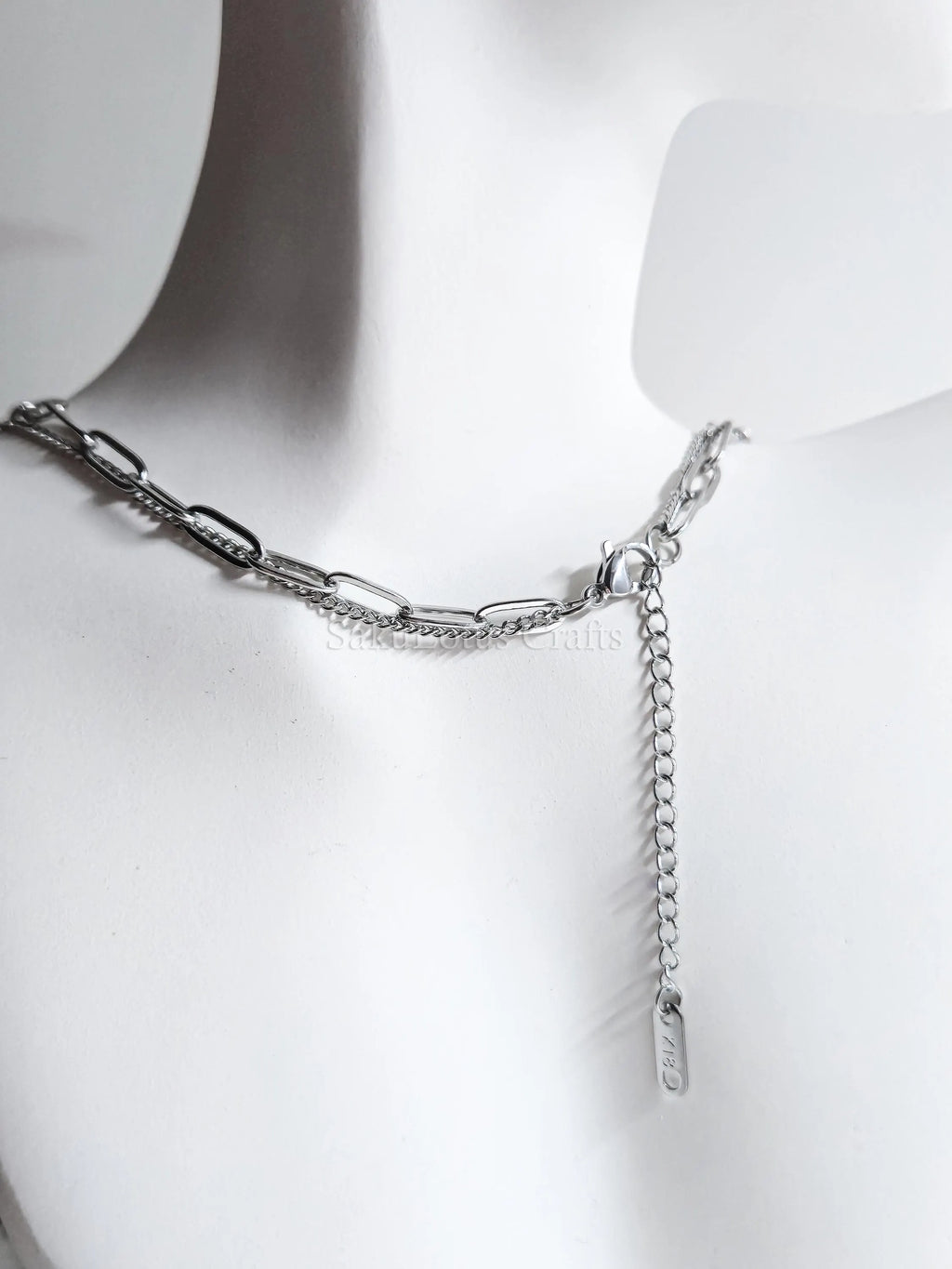 Dual Chain Necklace • 18K Gold or Silver Stainless Steel • Paperclip & Curb Chain • 17–20" + 2" Extender
