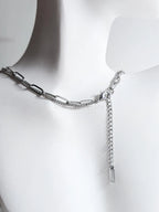 Dual Chain Necklace • 18K Gold or Silver Stainless Steel • Paperclip & Curb Chain • 17–20" + 2" Extender
