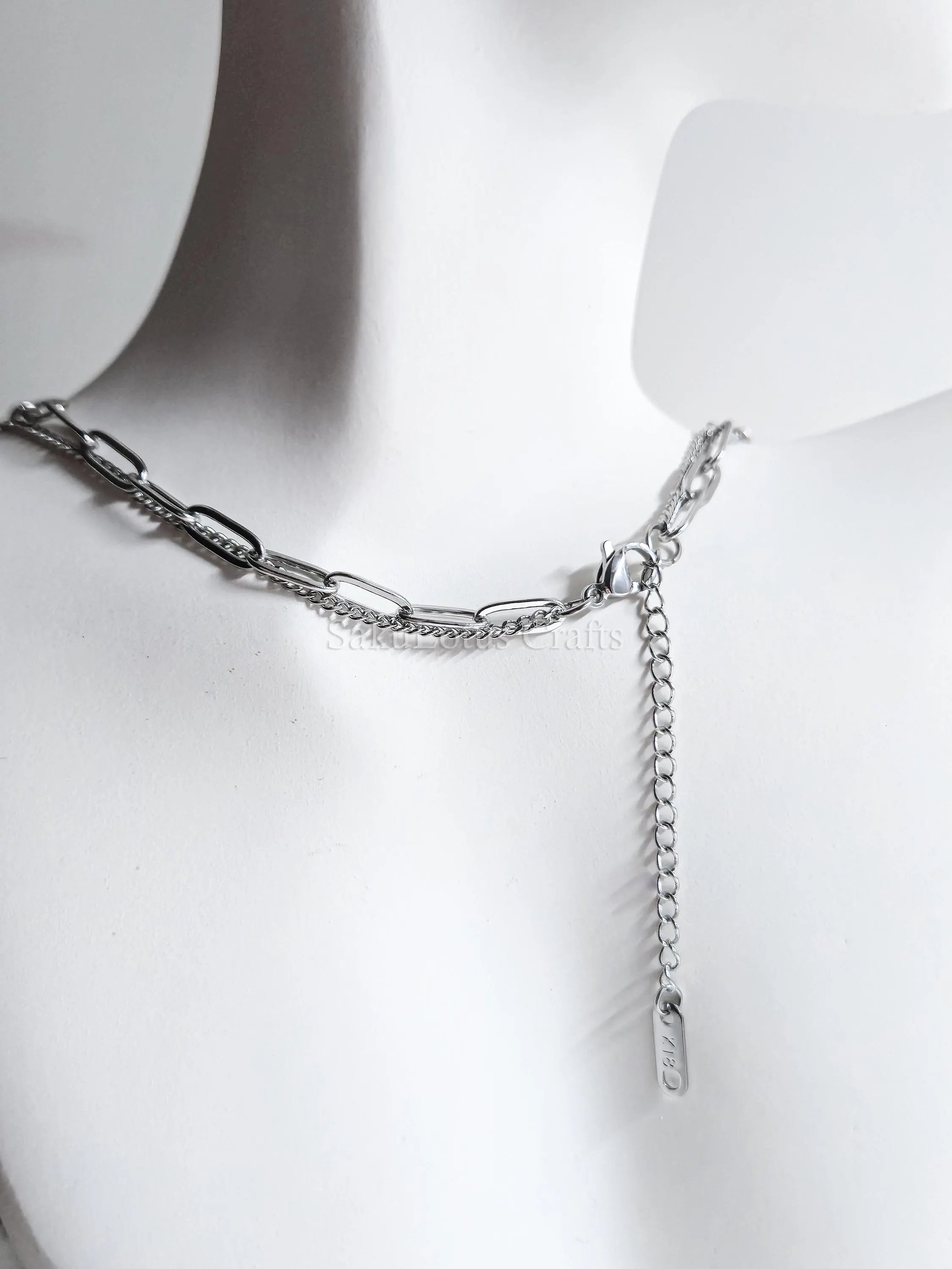 Dual Chain Necklace • 18K Gold or Silver Stainless Steel • Paperclip & Curb Chain • 17–20" + 2" Extender