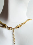 2 Layer Necklace • Gold or Silver Stainless Steel • Herringbone & Snake Chain • 16–18" + 2" Extender
